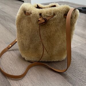 Mansur Gavriel Tan Shearling Crossbody Bag